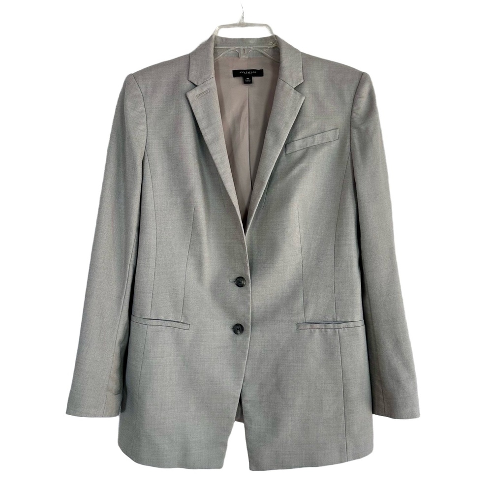 Ann Taylor Light Gray Size 10 Two Button‎ Tailored Blazer - Picture 2 of 10